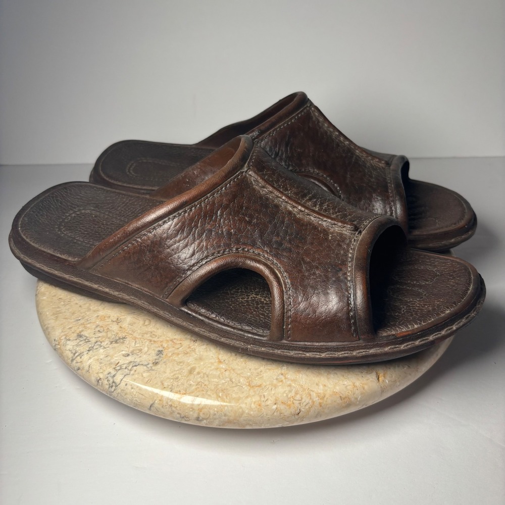 Pali Hawaii Sandals Size 12 Brown Classic Turtle Logo Slide Sandals Mens - Picture 5 of 6